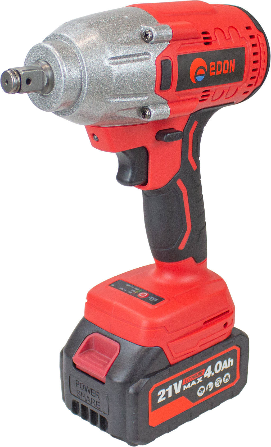 Edon UAW-21/500CBL Гайковерт ударный аккумул. бесщеточ. (21В, 500Нм, Li-Ion 2х4,0Ач;ЗУ 1х2А)