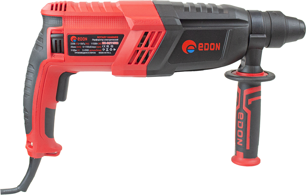 Edon RH-28/1250B Перфоратор электрический (1250Вт, 28мм, 3 режима, 3.3Дж, 3 бура, пика, долото) 4