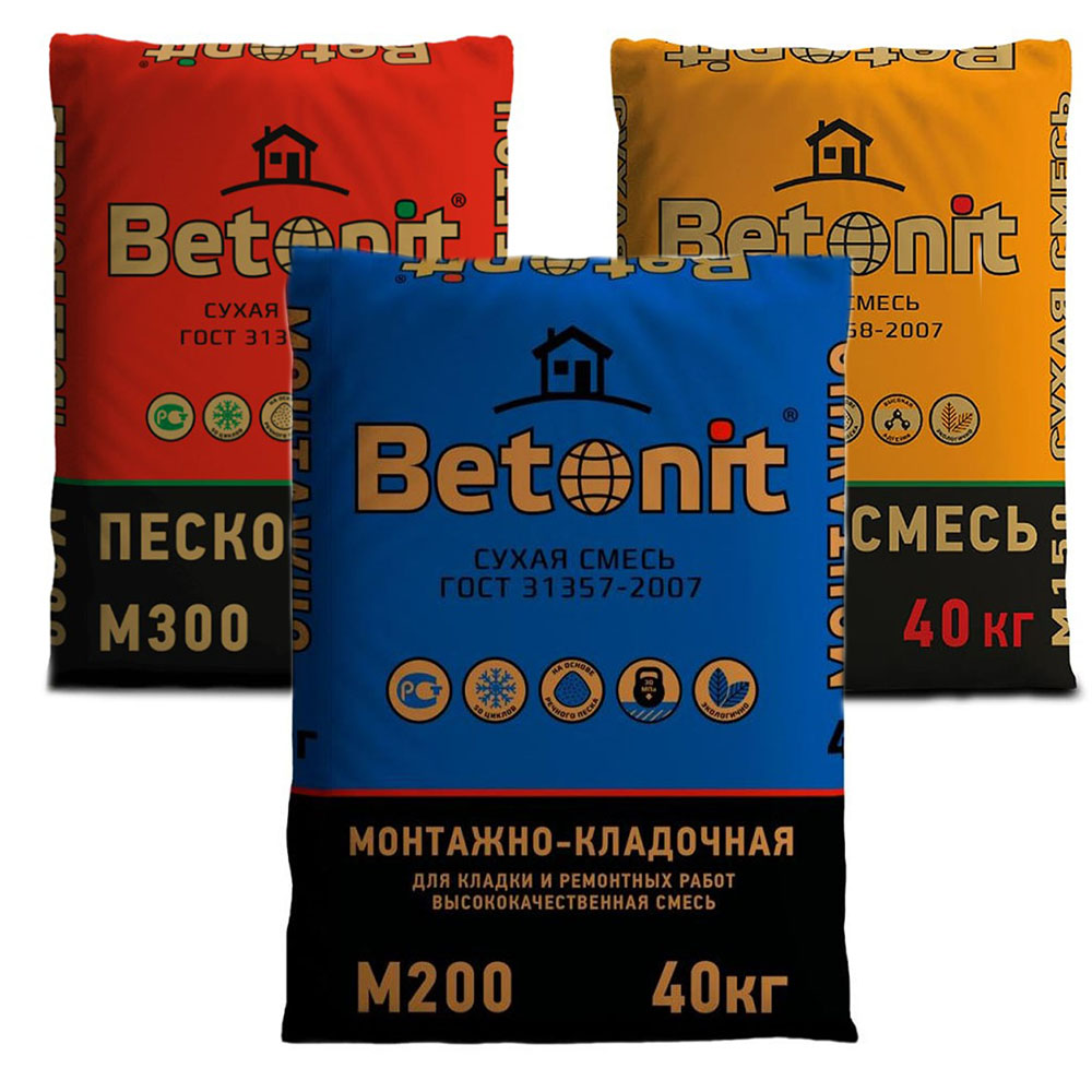 Монтажно-кладочная смесь Betonit М-200 40 кг 2